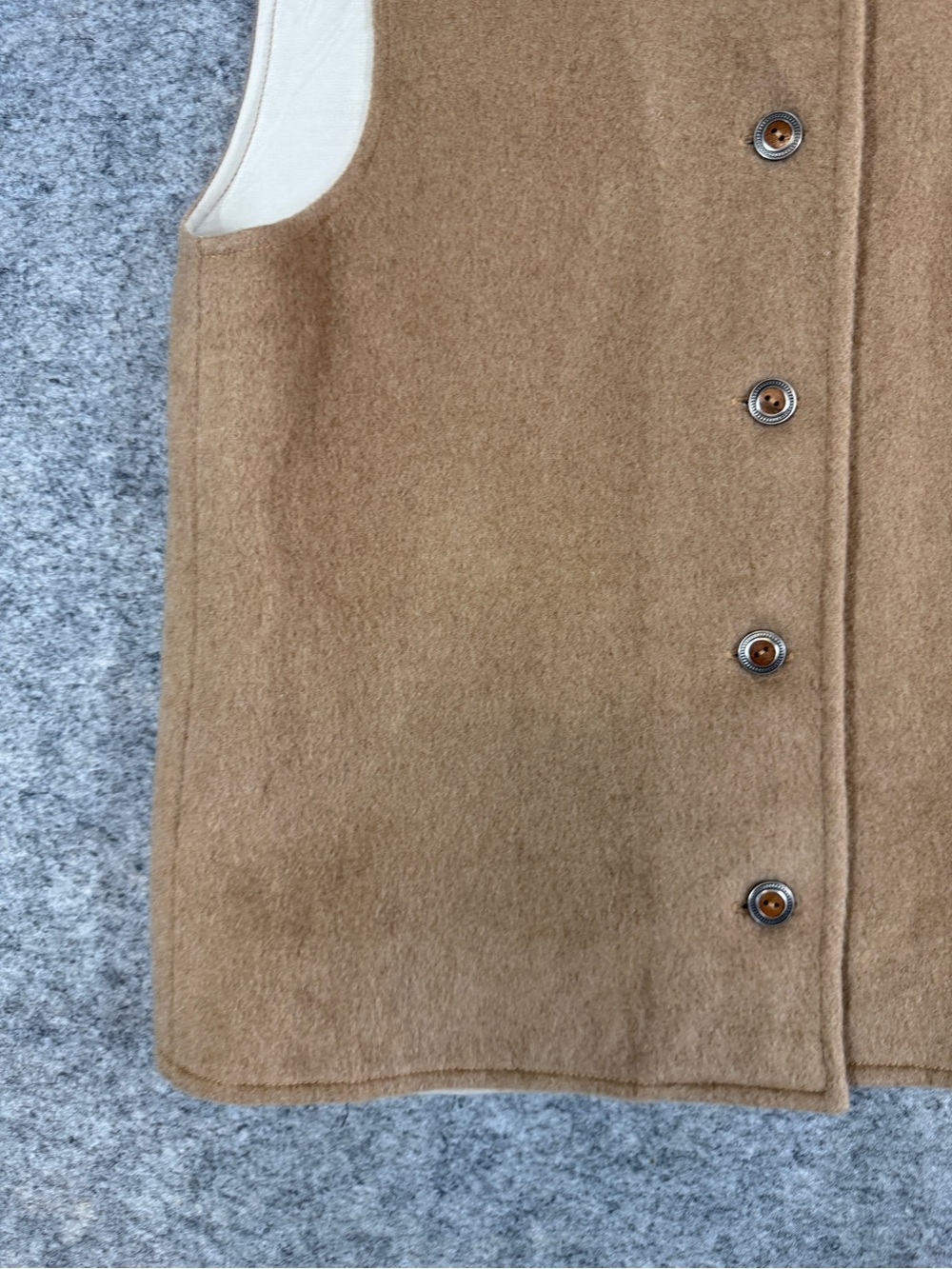 Vintage Camel Wool Blend Vest Beige Medium Minimalist Classic Fall Quiet Luxury - Picture 9 of 11